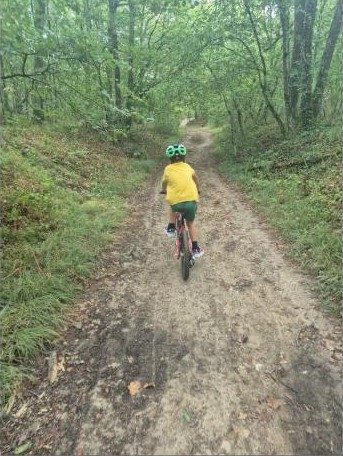 Cycling along a countryside trail